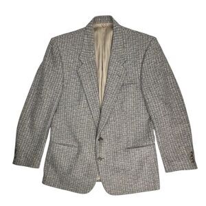 Vintage 1970’s Givenchy Tweed Wool Union Made USA Beige Blazer Sports Coat 43R